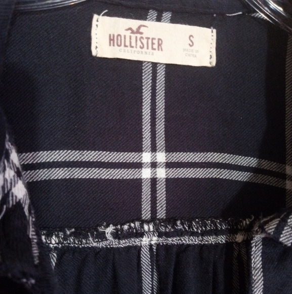 Hollister plaid lace up flannel long sleeve top with swing back women's small - Picture 3 of 10